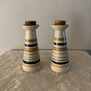 House Beautiful "Sandstone Cool" 7" Oil/Dressing Bottle w/Stopper Set of (2)